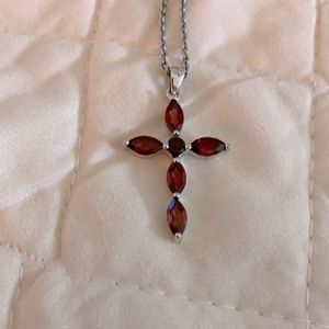 Garnet Cross Necklace - image 1